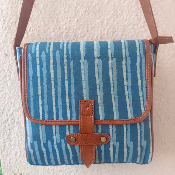 Dabu Flap Sling Bag Blue Stripes