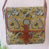 Kalamkari Flap Sling Bag Yellow Jaal