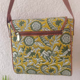 Kalamkari Flap Sling Bag Yellow Jaal