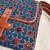 Ajrakh Flap Sling Bag Blue Star