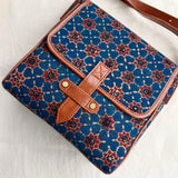 Ajrakh Flap Sling Bag Blue Star
