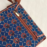 Ajrakh Flap Sling Bag Blue Star