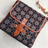 Ajrakh Flap Sling Bag Black Star