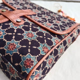 Ajrakh Flap Sling Bag Black Star