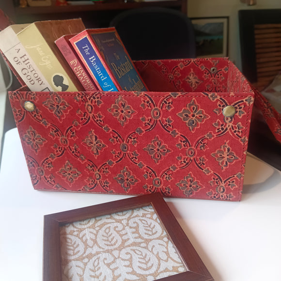 Foldable Gift Basket / Organiser Ajrakh Red
