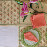 Handblock Printed Table Linen set- Green Floral