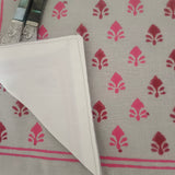 Handblock Printed Table Linen Set- Pink
