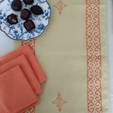 Handblock Printed Table Linen set- Green Geometric