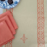 Handblock Printed Table Linen set- Green Geometric