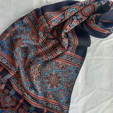 Ajrakh Modal Stole Black Phool