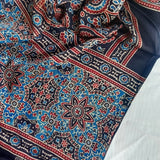 Ajrakh Modal Stole Black Phool