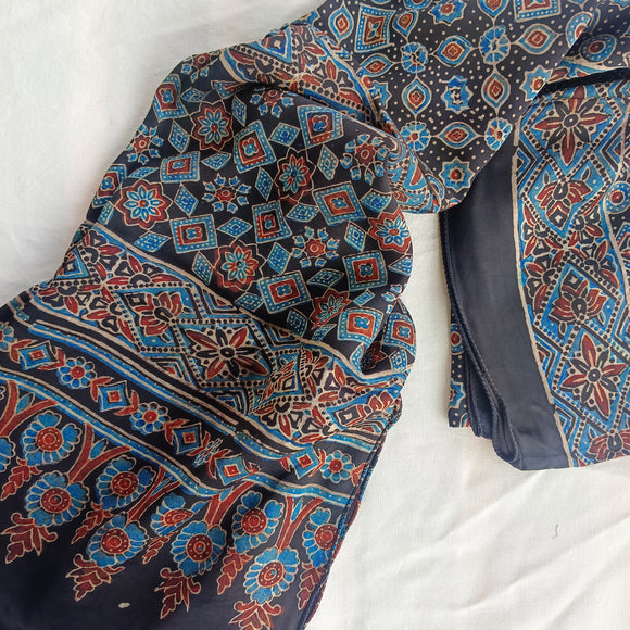 Ajrakh Modal Stole Black Traditional