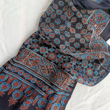 Ajrakh Modal Stole Black Traditional