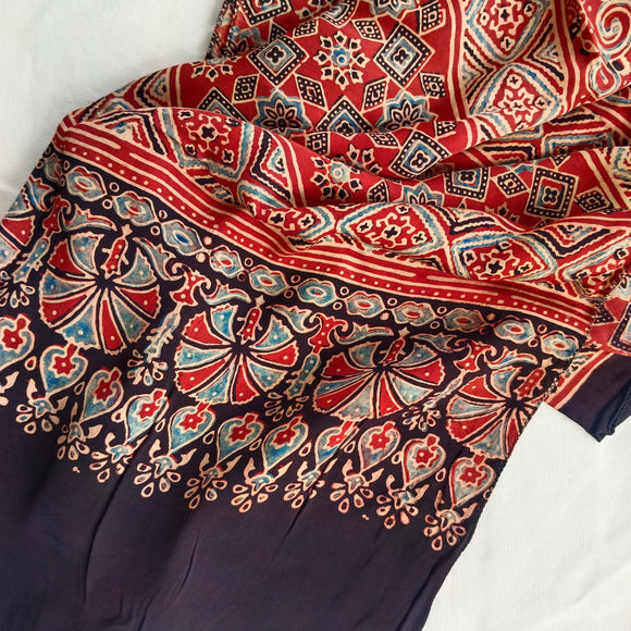 Ajrakh Modal Stole Red Galeecha