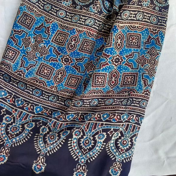 Ajrakh Modal Stole Blue Phool