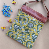 Kalamkari Small Sling Bag Yellow Jaal