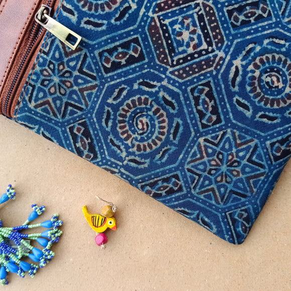 Ajrakh Small Sling Bag Blue Shatkon