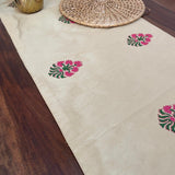 Polysilk Blockprinted SilverGold Booti Runner