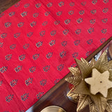 Polysilk Blockprinted Red Booti Runner