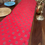 Polysilk Blockprinted Red Booti Runner