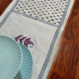 Polysilk Blockprinted Light Blue Booti Runner
