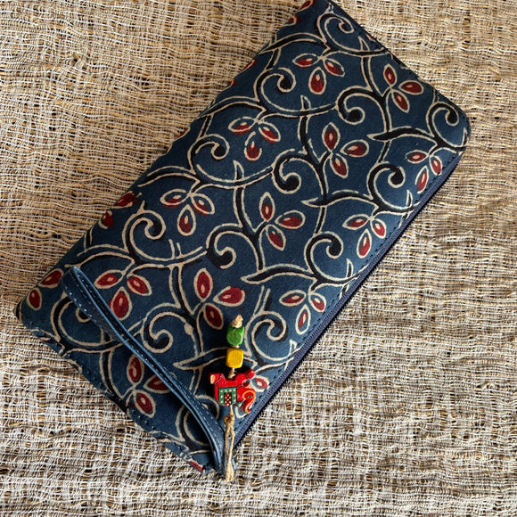 Ajrakh Long Wallet Blue Bel