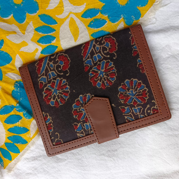 Ajrakh Passport/ Travel Holder-Black Boota
