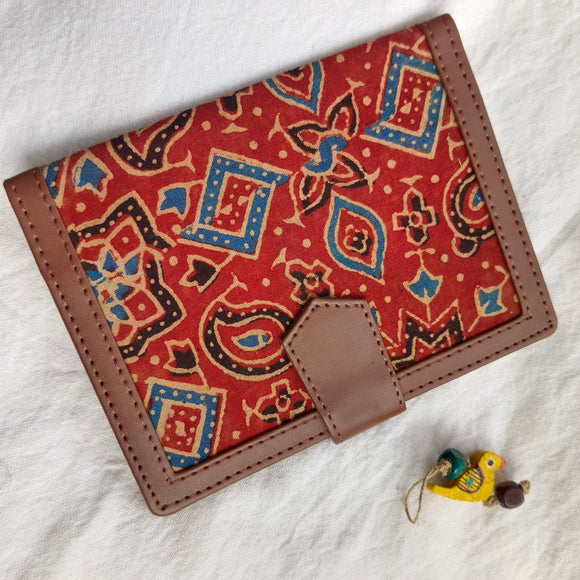 Ajrakh Travel/ Passport Holder- Red Traditional