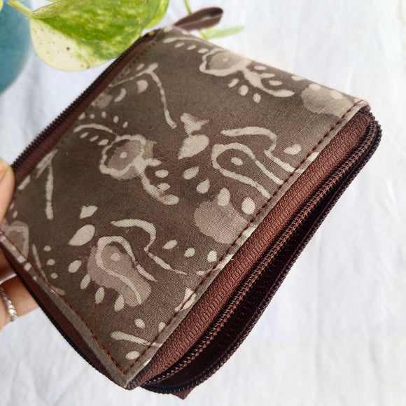 Unisex Ajrakh Square Wallet Dabu Brown Creeper