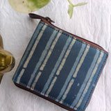 Unisex Square Ajrakh Wallet Dabu Blue stripe