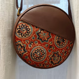 Ajrakh Round Sling Bag Red Charkha