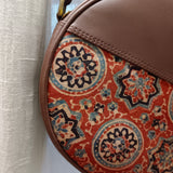 Ajrakh Round Sling Bag Red Charkha