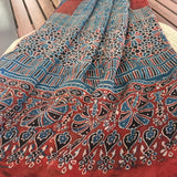 Ajrakh Modal Stole Red Blue