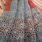 Ajrakh Modal Stole Red Blue
