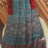 Ajrakh Modal Stole Red Blue