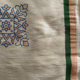 Polysilk Blockprinted Pista Green Rangoli Runner