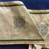 Polysilk Blockprinted Pista Green Rangoli Runner