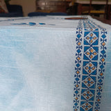 Polysilk Blockprinted Runner Half Leaf Blue Runner