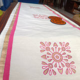 Polysilk Blockprinted Pearl-Cream Rangoli Runner