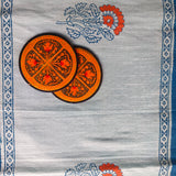 Polysilk Handblock Printed Blue Flower Runner