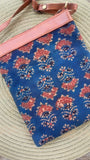 Ajrakh Small Sling Bag Blue Dahlia