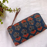 Ajrakh Long Wallet Blue Dahlia