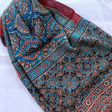 Ajrakh Modal Stole Red Blue