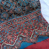 Ajrakh Modal Stole Red Blue