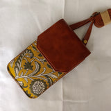Cross-body Mobile Pouch Kalamkari Yellow Jaal