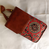 Cross- body Mobile Pouch Ajrakh Red Charkha