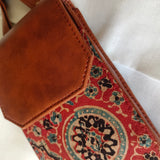 Cross- body Mobile Pouch Ajrakh Red Charkha