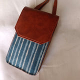 Cross- body Mobile Pouch Dabu Blue Stripe