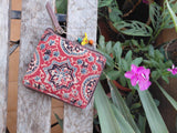 Unisex Ajrakh Square Wallet Red Charkha