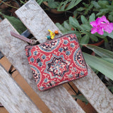 Unisex Ajrakh Square Wallet Red Charkha